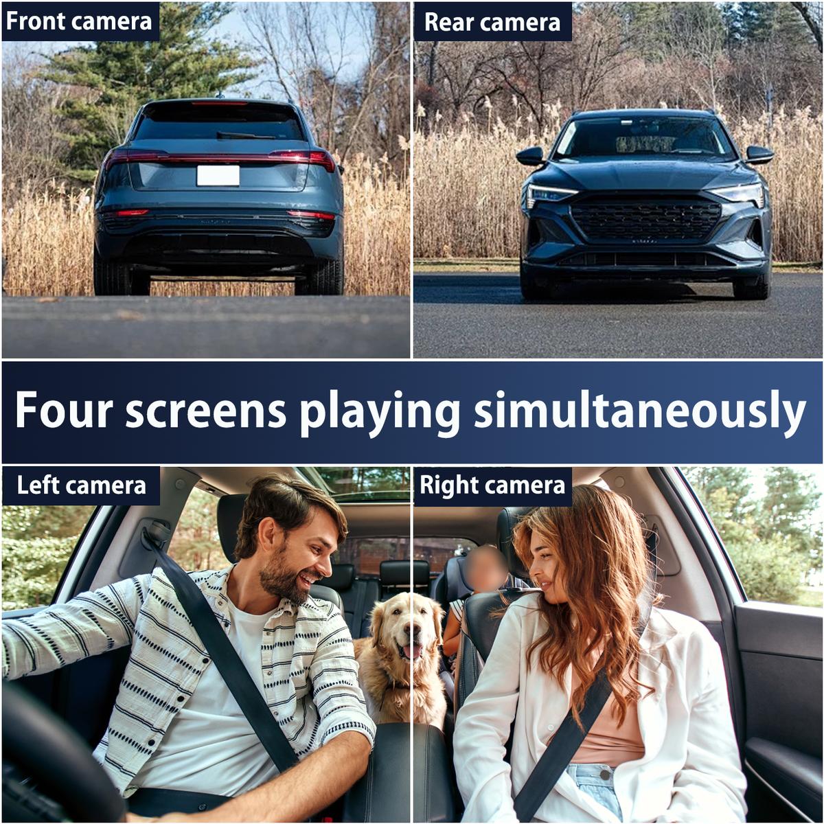 4 Channel Car Dash Cam,1080P Car DVR with 64GB Memory Card，Car Video Surveillance with Night Vision，24/7Parking Mode Car DVR Hd Screen Front Rear Left And Right dashcam