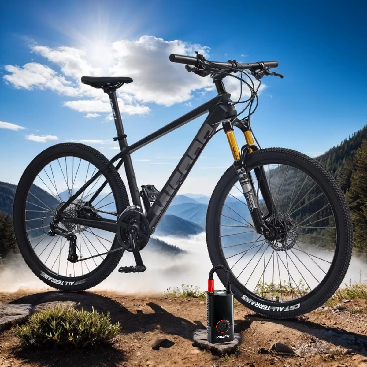 Ruxacty Upgraded Portable Digital Car Tire Inflator Pump 150PSI Wireless Air Compressor with Digital Pressure Gauge, LED Light, Auto Shut-Off Function, Large Capacity Battery for Cars, Motorcycles, Bicycles, and Inflatables