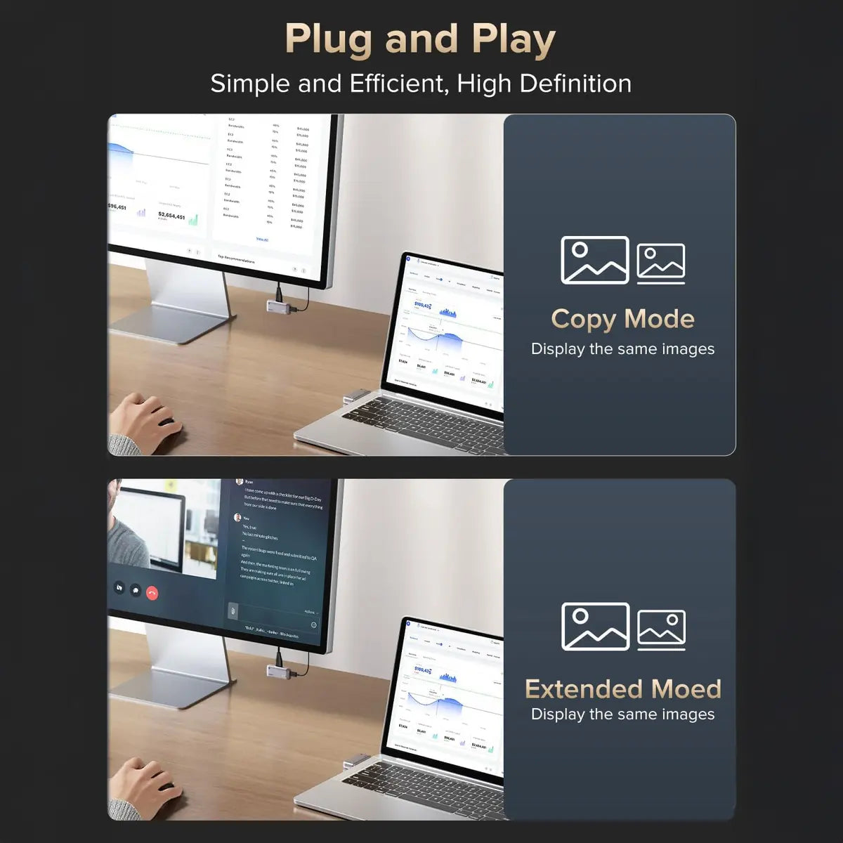 Llano S850 Type-C Wireless HDMI 4K Transmitter & Receiver, 50M, Plug & Play
