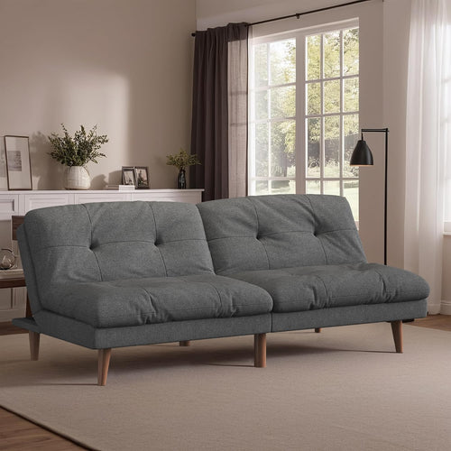 Convertible Futon Sofa Bed Futon Couch with Adjustable Back Upholstered Sleeper Sofa Bed for Living Room Furniture