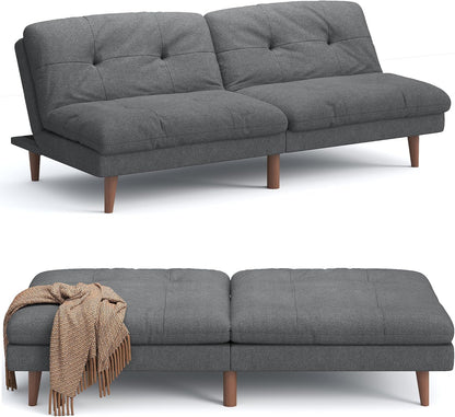 Convertible Futon Sofa Bed Futon Couch with Adjustable Back Upholstered Sleeper Sofa Bed for Living Room Furniture